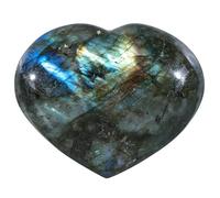 dssmboom Natural Labradorite Crystal Stone for Home Decor, Love Heart Worry Stone pour la méditation, l'anxiété, 2.36"-3.15"