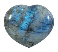 dssmboom Natural Labradorite Crystal Stone for Home Decor, Love Heart Worry Stone pour la méditation, l'anxiété, 3,55"-4,65"