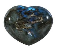 dssmboom Natural Labradorite Crystal Stone for Home Decor, Love Heart Worry Stone pour la méditation, l'anxiété, 2,84"-3,74"