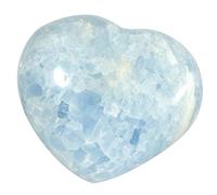 dssmboom Naturel Bleu Célestine Cristal Cœur Ornement pour Affichage de Bureau et Collection, Poli Amour Cœur Célestine Pierre Méditation Décoration de Maison, 50-60 mm