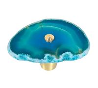 dssmboom Pack de 4 boutons de pierre en tranche d'agate irrégulières | Cabinet d'agate bleu tire poignées polies agate tranche pierre meubles bouton armoire porte bouton décor