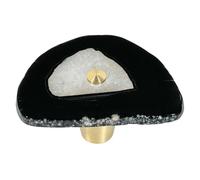 dssmboom Pack de 4 boutons de pierre en tranche d'agate irrégulières | Cabinet d'agate Noir tire poignées polies agate tranche pierre meubles bouton armoire porte bouton décor