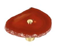 dssmboom Pack de 4 boutons de pierre en tranche d'agate irrégulières | Cabinet d'agate Rouge tire poignées polies agate tranche pierre meubles bouton armoire porte bouton décor
