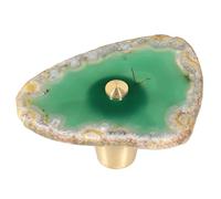 dssmboom Pack de 4 boutons de pierre en tranche d'agate irrégulières | Cabinet d'agate vert tire poignées polies agate tranche pierre meubles bouton armoire porte bouton décor