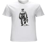 Dstarbbk Gay Lovers T Shirt Tom of Finland Lads Master Servant BDSM Leather Fetish Funny for Men Unisex 100 Cotton White XL
