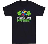 Dstarbbk Irish It’ Ok to Be a Little Different Autism St Patrick Day Gift Men's T Shirt Black M