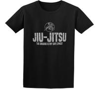 Dstarbbk Jiu Jitsu The Ground is My Safe Space Grappling Cotton Round Neck Shirt for Men T Black M