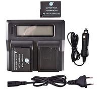 DSTE® 2-Pack DMW-BLC12 DMW-BLC12E Rechange Batterie + LCD Chargeur Compatible pour Panasonic Lumix DMC-GH2, DMC-FZ330, DMC-FZ200GK, DMC-FZ1000