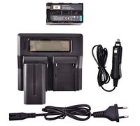DSTE® 2-Pack NP-F770 NP-F750 Batterie + LCD Dual Chargeur Compatible pour Sony NP-F750,CCD-SC5,DCR-TRV820K,CCD-SC65,DCR-TRV9,CCD-TRV82,DCR-TRV900,CCD-TR3000,CCD-TRV85,DCR-VX200,CCD-TR3300