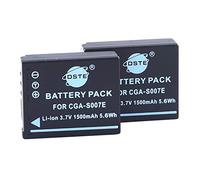 DSTE 2-Pack Rechange Batterie Compatible pour Panasonic CGA-S007 CGR-S007E DMC-TZ11 DMC-TZ15 DMC-TZ1-A DMC-TZ1-K DMC-TZ1-S DMC-TZ11GK DMC-TZ15GK DMC-TZ1BK