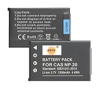 DSTE 2-Pack Rechange Batterie pour Casio NP-20 Exilim EX-M1 EX-M2 EX-M20 EX-M20U EX-S1 EX-Z5 EX-Z6 EX-Z65 EX-Z7 EX-Z8 EX-S100 EX-S100WE EX-S1PM EX-S2 EX-S20 EX-S20U EX-S3 EX-S500 EX-S500EO EX-S500GY