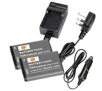 DSTE® 2 x SLB-1137D rechargeable Li-Ion Batterie + Dc44u adaptateur de voyage et chargeur de voiture pour Samsung i80 i85 I100 L74 Wide NV11 NV24HD NV30 NV40 NV100HD NV103 NV106HD TL34HD Digital Camera