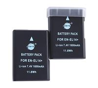 DSTE 2PCS EN-EL14 EN-EL14A ENEL14 Rechargeable Batterie pour Nikon D3100, D3200, D3300, D5100, D5200, D5300, P7000, P7100, P7700, P7800