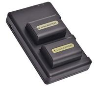 DSTE Batterie de Remplacement en 2 pièces NP-FH50 Batterie + Double Chargeur USB Compatible pour Sony DSLR-A230 DSLR-A290 DSLR-A330 DSLR-A380 DSLR-A390