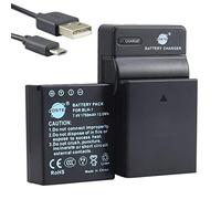 DSTE BLH-1 Lot de 2 Batteries Li-ION et Chargeur Micro USB Compatible avec Olympus EM1 Mark II