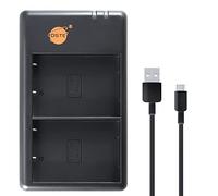 DSTE Chargeur de batterie double USB compatible avec Olympus BLX-1 BLX1 OM-1 OM1 Micro SLR Camera OM System - Alimentation via câble de charge micro USB vers USB-A 2.0