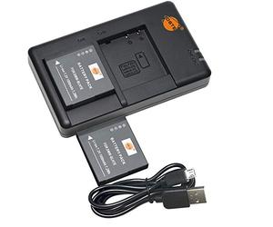 DSTE DMW-BLH7E BLH7 BLH7PP Lot de 2 batteries de rechange rechargeables et double chargeur compatibles avec appareil photo numérique Lumix DMC-GM1 DMC-GM5 DMC-GF7K DMC-LX10 DMC-LX15