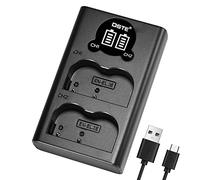 DSTE EN-EL3E Chargeur de batterie USB double avec écran LCD compatible avec Fujifilm NP-150, Olympus PS-BLM1 PS-BLM5, Minolta NP-400, Samsung SLB-1674, Pentax D-LI50