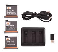 DSTE® Full Coded (3-Pack) 3.85V AB1 Rechange Batterie + Chargeur 3 canaux + USB-Câble(Type C) Compatible pour DJI Osmo Action Caméra