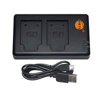 DSTE Li-40B Double Chargeur de Batterie USB Compatible avec Les Batteries Olympus LI-42B, Fuji NP-45 Batterie - Alimentation Via Micro USB vers USB A 2.0