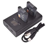 DSTE LI-90B LI-92B Lot de 2 Piles de Rechange + Chargeur USB Double avec écran LCD Compatible avec Olympus SH-1, SH-50, iHS SH-60, SP-100, SP-100EE, Tough TG-1