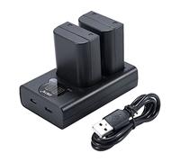 DSTE Lot de 2 batteries de rechange + double chargeur USB avec écran LCD compatible avec BLX-1 BLX1, Olympus OM-1 OM1 Micro SLR Camera OM System