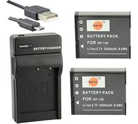 DSTE NP-130 Li-ion Batterie (2-Pack) et chargeur USB costume pour Casio EX-ZR100 EX-ZR200 EX-ZR300 EX-ZR400 EX-ZR410 EX-ZR700 EX-ZR1000 EX-ZR1200 EX-ZR1500 EX-ZR2000 EX-ZR3500