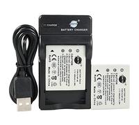 DSTE NP-40 Lot de 2 batteries Li-ion et chargeur micro USB compatibles avec Fujifilm FinePix F460 F470 F480 F610 F650 F402 F403 F420 F455 F700