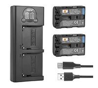 DSTE NP-FM50 Batterie Rechargeable (Paquet de 2) et Chargeur Double USB Smart LED Compatible avec Sony CCD-TRV108, CCD-TRV116, CCD-TRV118, CCD-TRV126, CCD-TRV128, CCD-CCD-TRV138, CCD-TRV208