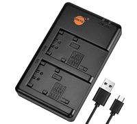 DSTE Remplacement pour chargeur de batterie rapide double avec câble micro USB compatible Sony FP50 FP70 FP90 FP51 FP71 FP91 FP51D FP71D FP91D FH50 FH70 FH100 FV50 FV70 FV100 Batterie