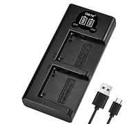 DSTE Remplacement pour double chargeur de batterie LCD compatible Sony NP-FM50 NP-F550 NP-F750 NP-F970 NP-FM500H comme NP-FM30 NP-FM51 NP-QM50 NP-QM51 NP-FM55H avec port Type-C et micro-USB