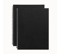 DSTELIN Lot de 2 carnets vierges à spirales 25,4 x 19,1 cm, 100 g/m², couverture souple, carnet de croquis, 50 pages/25 feuilles, (noir)