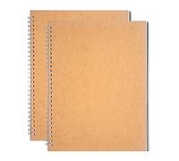 DSTELIN Lot de 2 carnets vierges à spirales de 25,4 x 19,1 cm, 100 g/m², couverture souple, carnet de croquis, 100 pages/50 feuilles, avec panneau arrière, marron