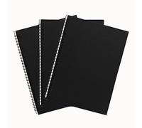 DSTELIN Lot de 3 carnets vierges à spirales de 25,4 x 19,1 cm, 100 g/m², couverture souple, carnet de croquis, 120 pages/60 feuilles, (noir)