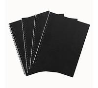 DSTELIN Lot de 4 carnets vierges à spirales de 25,4 x 19,1 cm, 100 g/m², couverture souple, carnet de croquis, 50 pages/25 feuilles, (noir)