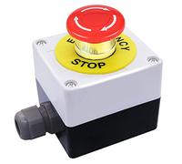 dstfuy Interrupteur à pression d'urgence 1NC, 1NO étanche IP65, panneau rouge, interrupteur anti-champignons avec AC 660 V 10 A, interrupteur hors tension, boîte de secours (blanc)