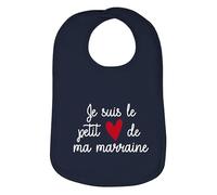 DSTNY Bavoir bébé en coton À PERSONNALISER, je suis le petit coeur de ma marraine ou de mon parrain, papi, mamie, tonton, tata, cadeau de naissance pour bébé naissance