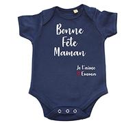 DSTNY Body bébé, Bonne fête maman, première fête des mères, cadeau pour maman de la part de papa, surprise, cadeau personnalisé (bleu marine, 12-18 mois)