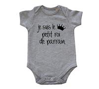 DSTNY Body bébé garçon Je suis le petit roi de parrain - Gris (taille 3-6mois)