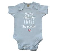 DSTNY Body Bébé J'ai la meilleure Tatie du monde Bleu ciel 12-18 mois
