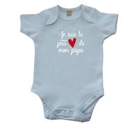DSTNY Body bébé Je suis le petit cœur de mon Papa - Bleu ciel (taille 3-6mois)