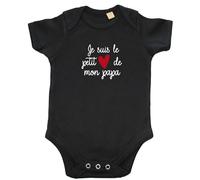 DSTNY Body bébé Je suis le petit cœur de mon Papa- Noir (taille 0-3mois)