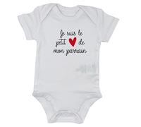 DSTNY Body bébé Je suis le petit cœur de mon Parrain- Blanc (taille 12-18mois)