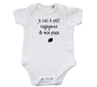DSTNY Body Bébé Je suis le petit rugbyman de mon papa Blanc 3-6 mois