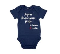 DSTNY Body Bébé Joyeux Anniversaire Papi Je t'aime + prénom à personnsaliser vêtement pour bébé