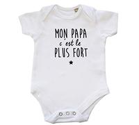 DSTNY Body bébé Mon papa c'est le plus fort - Blanc (taille 6-12mois)