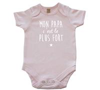 DSTNY Body bébé Mon papa c'est le plus fort- Rose pâle (taille 3-6mois)