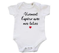 DSTNY Body Bébé Vivement l'apéro avec mes taties Blanc 6-12 mois