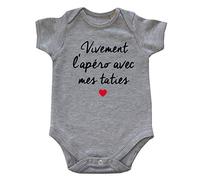 DSTNY Body Bébé Vivement l'apéro avec mes taties Gris 3-6 mois