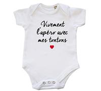DSTNY Body Bébé Vivement l'apéro avec mes tontons Blanc 3-6 mois